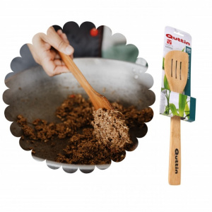Lingura de gatit perforata din lemn de bambus 33 cm-Quttin