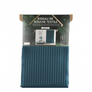 Perdea de dus textila, jacquard, 12 inele, 180 x h200 cm, Barneys, albastru