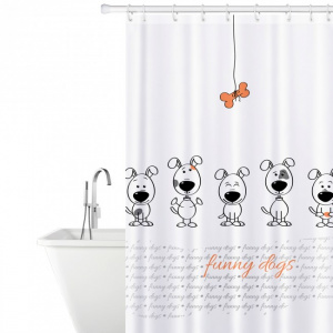 Perdea dus material textil, rezistenta la apa, antimucegai-Funny Dogs