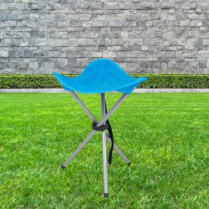 Scaun trepied, model taburet camping, pliabil Oxford, albastru