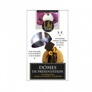 Semisfere inox prezentare si servire, forme prezentare mancare, inel decorare mancare, Set 4 domuri prezentare, Forme prezentare culinare