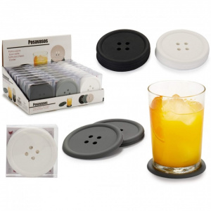 Set 4 suporturi pahare pt protectie masa, silicon model nasture. Suporturi pentru pahare si protectie masa