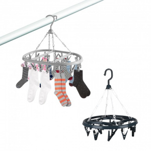 Uscator de rufe cu 18 carlige, rotund, 30X40 cm, gri