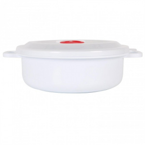 Vas de plastic cu capac pentru microunde, 19x7cm, 1,5 litri, Caserola cuptor microunde, rotund, 1.8 l,  vase pentru microunde, vase speciale pentru cuptorul cu microunde, bol plastic pentru microunde, recipient microunde pentru gatirea rapida,