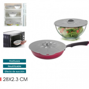 Capac de silicon cu maner pentru oale si vase 28x2,3 cm Quttin capace silicon reutilizabile, capace universale din silicon, capace flexibile silicon, Capac de silicon, cu maner, pentru oale si vase, 28x2,3 cm,Capac silicon cu maner, capac vase silicon, ca