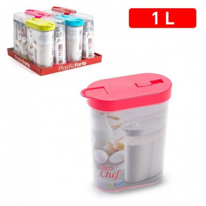 Caserola din plastic cu capac colorat - 1 litru-Chef
