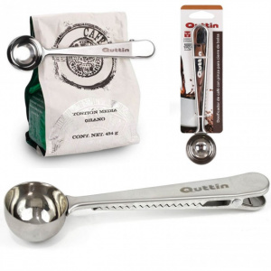 Clema pungi cafea cu lingura dozatoare-Quttin, happymax.ro Clema pungi cafea, lingura dozatoare, accesorii cafea, ambalare cafea, pungi cafea reutilizabile, clema etansare pungi, echipamente cafea, ustensile dozare cafea, pungi pentru cafea proaspata,doza