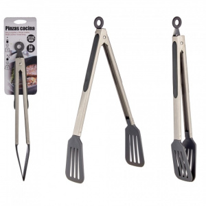 Cleste lung de bucatarie, cleste inox servire cu capete nylon-33 cm