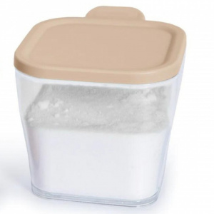 Cutie cu capac, depozitare produse alimentare, 11 x 13,5 x 10 cm, transparent-crem, Happymax