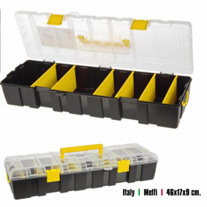 Cutie organizare obiecte mici cu 6 despartitoare, Cutie organizare obiecte mici, cu 6 despartitoare, 46x17x9 cm,Cutie de organizare cu despartitoare, Organizator pentru obiecte cu compartimente, Cutie de depozitare cu compartimente, Cutie pentru ordonarea