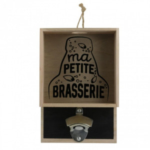 Desfacator sticle, de perete, cu recipient de colectare a capacelor, 26x6,8x17,8 cm, Happymax