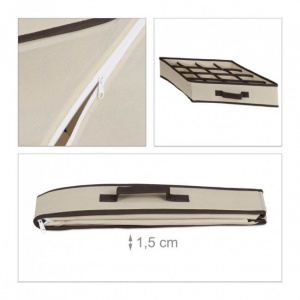Organizator bej pentru sertare cu 16 compartimente, Organizator textil sertar, Solutii de depozitare sertar, Organizator sertar material textil, Sistem organizare sertare