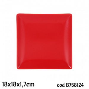 Platou ceramic servire 18x18x1,7cm-Ming II. Platou servire ceramica vitrificata,Platou ceramic de servire, Platou din ceramica pentru prezentare, Suport ceramic pentru servire, Platou ceramic elegant, Vas ceramic pentru prezentare, Platou decorativ din ce