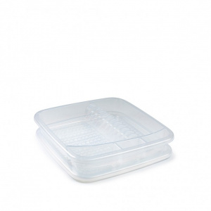 Scurgator vase, cu tava, din plastic, transparent, dimensiuni 39 x 39 x 7,5 cm
