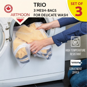 Set 3 buc sac pentru spalat rufe TRIO. Sac rufe masina de spalat