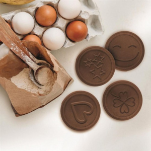 Set 4 forme silicon+decupator biscuiti ciocolata
