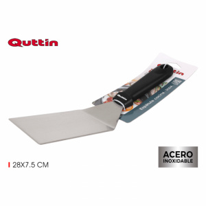 Spatula bucatarie dreptunghiulara de inox cu maner polipropilena 28x7,5cm-Quttin, spatula curbata, spatula inox, spatula inox curbata, spatula de patiserie pentru tavi,Spatula bucatarie, ustensila pentru gatit, accesorii pentru bucatarie, spatula practica
