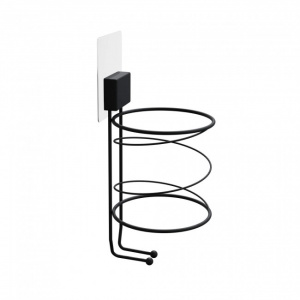 Suport de perete uscator de par, autoadeziv, otel+ABS, waterproof, 11 X 10,5 X H.25 cm , Bestlock Magic Black