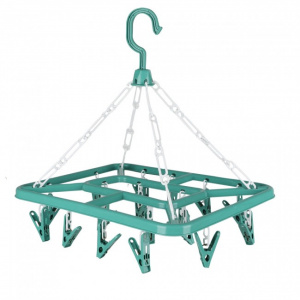 Uscator de rufe cu 18 carlige, dreptunghiular, 31x33 cm, verde