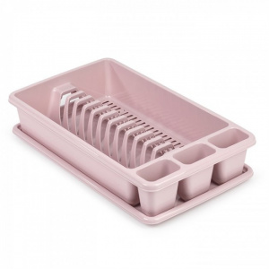 Uscator vase cu tava, rectangular, mediu, dimensiuni 45 x 26 x 9 cm, roz, Surt VRM