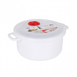Vas de plastic cu capac pentru microunde, 19x10cm, 1,8 litri Caserola cuptor microunde, rotund, 1.8 l,  vase pentru microunde, vase speciale pentru cuptorul cu microunde, bol plastic pentru microunde, recipient microunde pentru gatirea rapida, recipient p