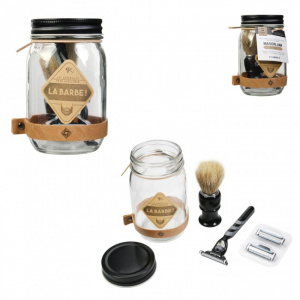 Cadou set accesorii barbierit la borcan