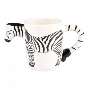 Cana ceramica 3D, 300 ml, 8x16x10 cm, zebra, Happymax, cana ceramica 3D, cana design zebra, cana safari, cana aventura africana, cana cafea tematica, cana ceai exotic, cana Happymax, cana dolomit, cana decorativa, cadou iubitori natura, accesoriu bucatari