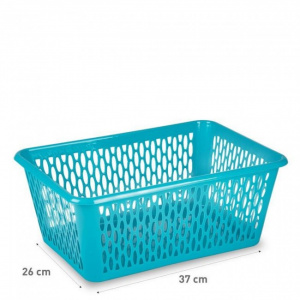 Cos depozitare plastic, 26 x 37 x 14,5 cm, albastru, model aerat, Happymax, Cos depozitare plastic Organizator depozitare plastic Cutie depozitare plastic Containere organizare plastic Cos depozitare vernil Depozitare aerata plastica Cutie depozitare di