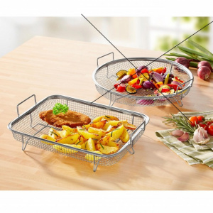 Cos tip gratar pentru gatit si copt cu aer cald la cuptor, 22x30x5,5 cm, Happymax
