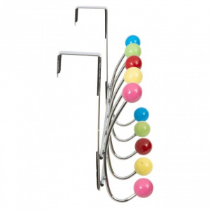 Cuier de usa cu 10 carlige multicolore Confetti