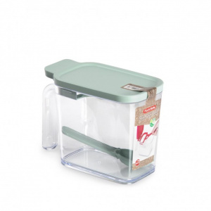 Cutie cu capac si lingurita, pentru depozitare zahar sau cafea, 7,2 x 13,5 x 9,8, verde, Happymax