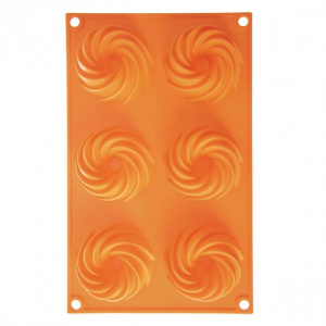 Forma copt silicon, cu 6 matrite coronite, 28x17x3 cm, Happymax, Forma prajituri, Orion, Silicon, 28x17x3 cm, FORMA SILICON MONOPORTII SPIRALA  