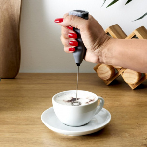 Mixer spuma lapte, 22 cm, visiniu, Mixer preparare spuma lapte pentru maraschino, shake de lapte, shake de ciocolata, bomboane de ciocolata fierbinte, cappuccino, latte macchiato, shake-uri, cocktail-uri sau sosuri pentru salate
