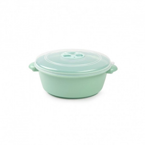 Oala cuptor microunde rotund -1 l - Verde Happymax, vase pentru microunde, vase speciale pentru cuptorul cu microunde, bol plastic pentru microunde, recipient microunde pentru gatirea rapida, recipient pentru microunde, Oala cuptor microunde Vas pentru ga