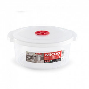 Recipient cuptor microunde rotund -3 l transparent 