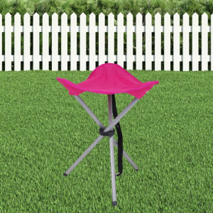 Scaun trepied, model taburet camping, pliabil Oxford, fuchsia