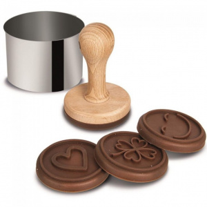 Set 4 forme silicon+decupator biscuiti ciocolata