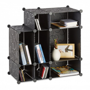 Sistem rafturi modulare 8 compartimente negru-design