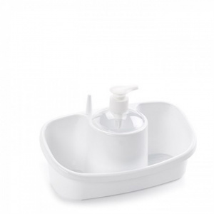 Dispenser detergent lichid cu suport burete si suport inel-alb
