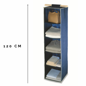 Etajera suspendata cu 5 compartimente-BLUE, happymax.ro organizator textil pentru dulap, organizator textil ajustabil pentru dulap, organizator suspendat pentru dulap, Etajera textila suspendata, Etajera suspendata pentru depozitare, Organizator textil su