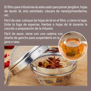 Filtru inox pentru infuzii, 8.5x9cm, Happymax.  infuzor condimente, infuzor plante aromatice, infuzor plante medicinale,infuzoare si strecuratoare ,ceainice si accesorii ceai