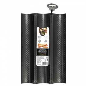 Forma perforata cuptor pentru preparare 3 baghete, 38x24,5x2.2 cm