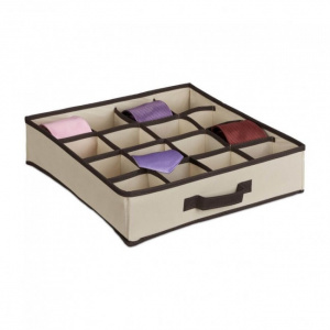 Organizator bej pentru sertare cu 16 compartimente, Organizator textil sertar, Solutii de depozitare sertar, Organizator sertar material textil, Sistem organizare sertare