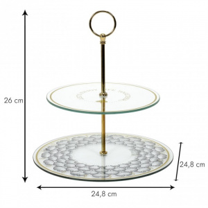 Platou supraetajat, cu 2 niveluri, prezentare aperitive sau desert, inaltime 22,5 cm