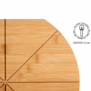 Set platou bambus servire pizza si rola taiere pizza, 35 cm