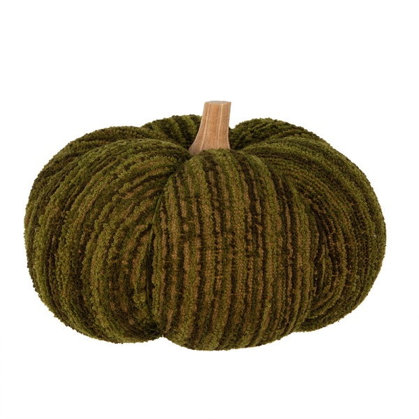 Dovleac decorativ, verde, din material textil, Ø25x16 cm