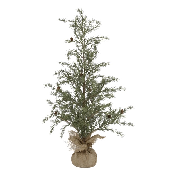 Pin artificial decorativ, cu conuri și bază din iută, H90 cm