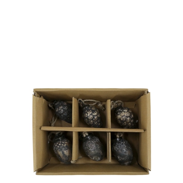 Set 6 globuri vintage pentru bradul de Crăciun, H5,5/D3,5 cm, „Antique Mocca”