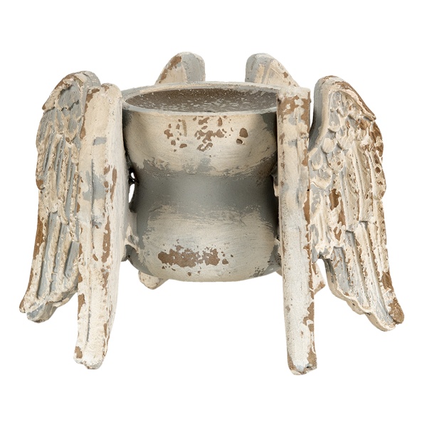 Supot lumanare, bej, din lemn, 21x19x15 cm, Wings