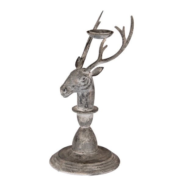 Suport de lumanare, in forma de cerb, aspect antichizat,17x14x30 cm - Img 1